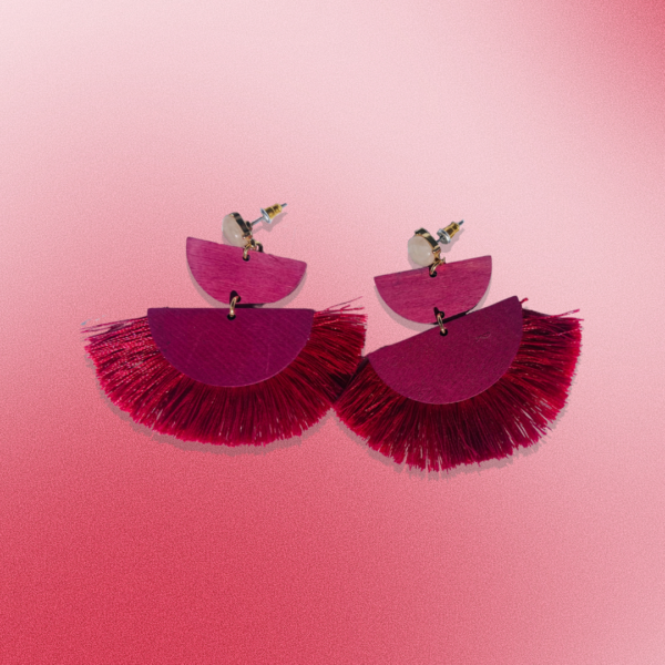 TASSEL EARRINGS RED-PINK